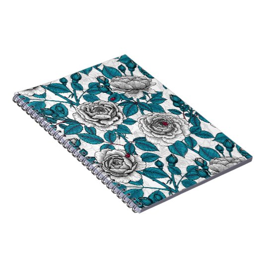 Weiße Rosen und Ladybusen Notizblock (Rechte Seite)