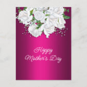 Weiße Rosen und lebhafter rosa Muttertag Postkarte (Vorderseite)