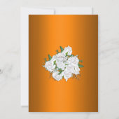 Weiße Rosen und metallische Orangenhochzeit Dankeskarte (Rückseite)