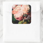 WEISSE ROSEN UND MORGEN GLORY MONOGRAM QUADRATISCHER AUFKLEBER (Tasche)