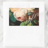 WEISSE ROSEN UND MORGEN GLORY MONOGRAM RECHTECKIGER AUFKLEBER (Tasche)