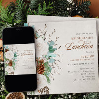 Weiße Rosen und Pine Cone Bridesmaids Luncheon