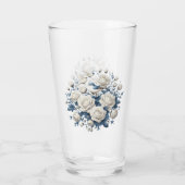 Weiße Rosen und Vögel Glas (Rückseite)