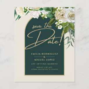 Weiße Rosen Waldgrüne Winterhochzeit Merkt euch da Flyer