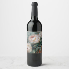 Weiße Rosen Weinetikett