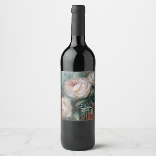 Weiße Rosen Weinetikett (Vorderseite)