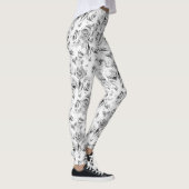 Weiße Rosen Wiederholung eines Blumenmusters Leggings (Rechts)
