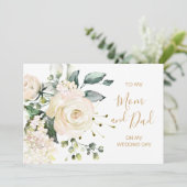 Weiße Rosen zu meiner Mutter und meinem Vater am H Karte (Stehend Vorderseite)