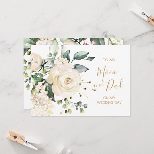 Weiße Rosen zu meiner Mutter und meinem Vater am H Karte (Vorderseite/Rückseite Beispiel)