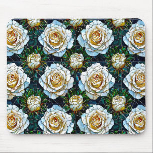 Weiße Rosenblumen Mousepad