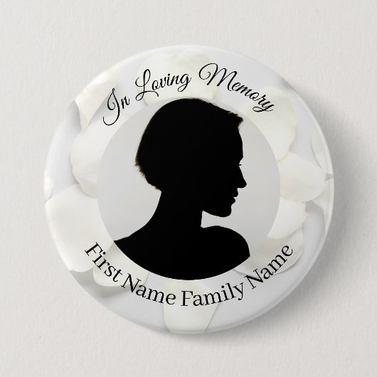 Weiße Rosenblüten-Erinnerungsfoto-Button Button (Vorderseite)