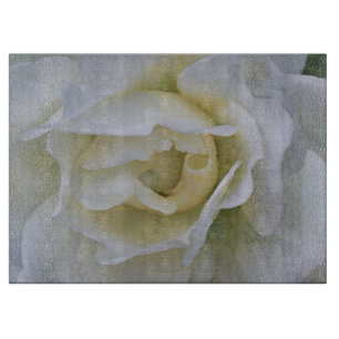Weiße Rosenblüten-Kunst-Glas-Schneidbrett Schneidebrett