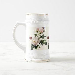 weiße Rosenblüten, Pierre Joseph Redouté Bierglas