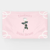 Weiße Rosenblüten-Rosa-Brautparty Banner (Horizontal)