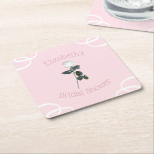 Weiße Rosenblüten-Rosa-Brautparty Rechteckiger Pappuntersetzer