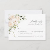 Weiße Rosenblütenterrasse Elegante Wedding RSVP Ka Karte (Vorderseite)