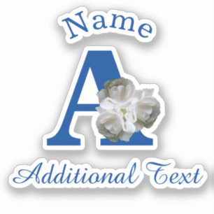 Weiße Rosenbouquet-Monogramm A Personalisiert    Aufkleber