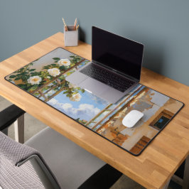 Weiße Rosenfenster-Schreibtischunterlage Schreibtischunterlage