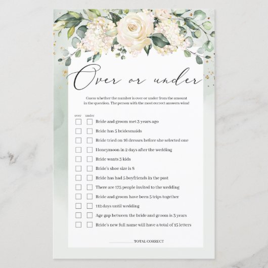 Weiße Rosengrün über oder unter Bridal-Spiel (Vorderseite)