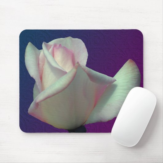Weiße Rosenknospe-Blume Mousepad (Mit Mouse)