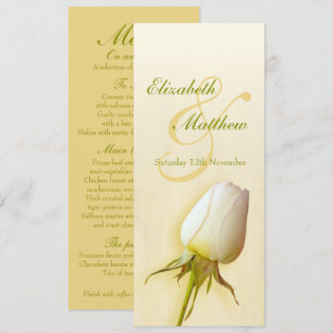 Weiße Rosenknospe Hochzeitsempfang Abendmenü Einladung
