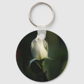 Weiße Rosenknospe Schlüsselanhänger (Vorderseite)