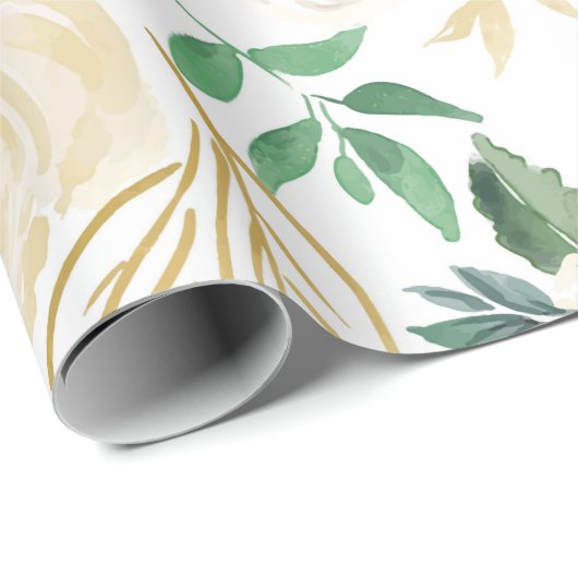 Weiße Rosenmuster Geschenkpapier (Rolleneckpunkt)