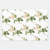 Weiße Rosenmuster Geschenkpapier Set (Vorderseite)