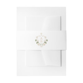 Weiße Rosenrahmen religiöse Hochzeitsmonogramme Einladungsbanderole