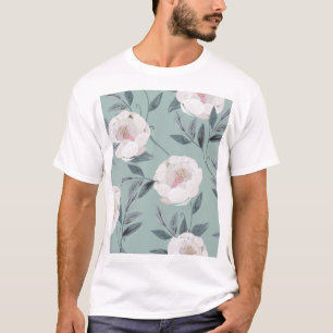 Weiße Rosenspitzen: Blumenstickerei. T-Shirt