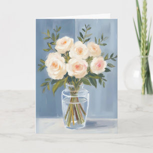 Weiße Rosenstrauß Elegante Wasserfarbe Floral Karte
