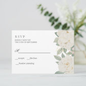WEISSE ROSES ELEGANTER BOTSCHAFTLICHER RSVP KARTE (Stehend Vorderseite)