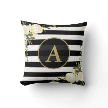 WEISSE ROSES Gold Monogramm Schwarz-weiß gestriche