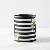 WEISSE ROSES Gold Monogramm Schwarz-weiß gestriche Tasse (Zentrum)