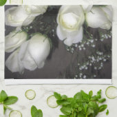 WEISSE ROSES KÜCHENTUCH (Gefaltet)
