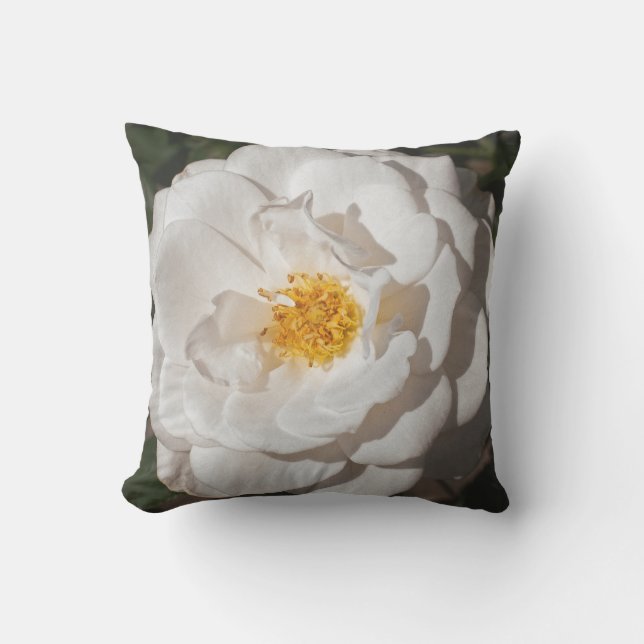 Weiße Rosethrow-Kissen im Freien Kissen Für Draußen (Vorderseite)