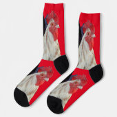 Weiße Roster und schwarze Hühner, Socken (Linkes Detail)