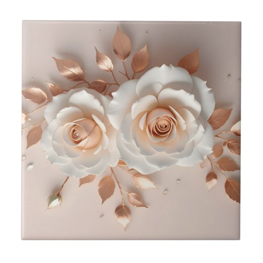 Weiße Röte 3-D-Blume Fliese (Vorderseite)