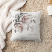 Weiße Röte 3-D-Blume Kissen (Decke)