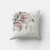 Weiße Röte 3-D-Blume Kissen (Rückseite)