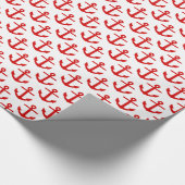Weiße, rote Ankermuster Geschenkpapier (Ecke)