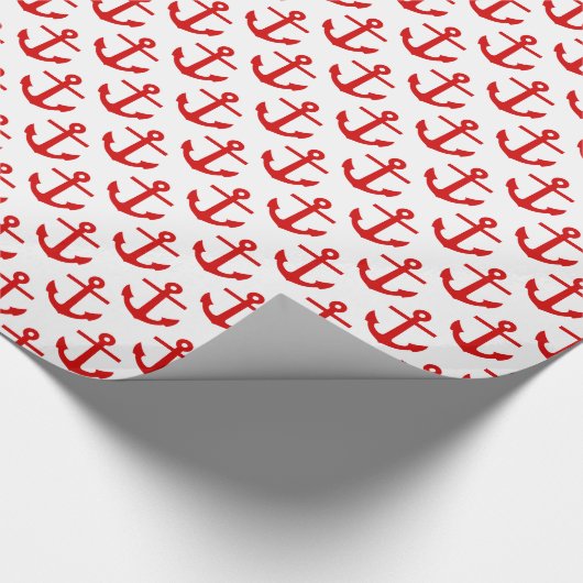 Weiße, rote Ankermuster Geschenkpapier (Ecke)