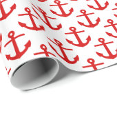 Weiße, rote Ankermuster Geschenkpapier (Rolleneckpunkt)