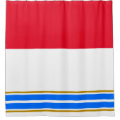 Weiße, rote, blaue Kante Streifen Duschvorhang (Vorderseite)