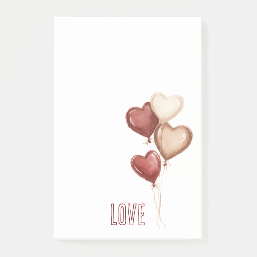 Weiße Rote Creme Herz Ballons Liebe Post-it Klebezettel (Vorderseite)