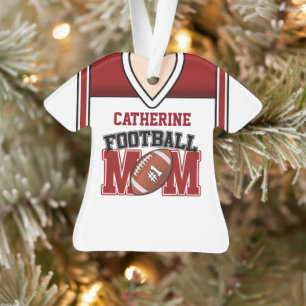 Weiße/rote Football-Mom-Jersey Ornament