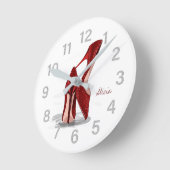 Weiße rote Glitzer Oberschenkel Frauenschuhe Runde Wanduhr (Winkel)