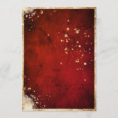 Weiße rote goldene Botanische Blütenhochzeit Einladung (Rückseite)