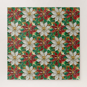 Weiße Rote Grüne Goldene Weihnachtsstern Puzzle