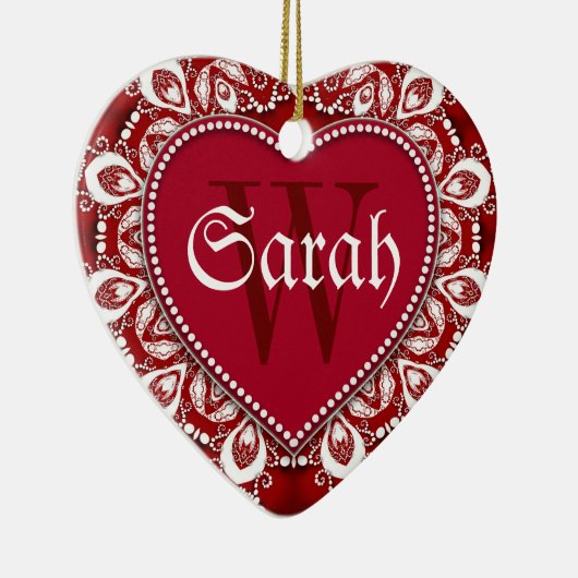 Weiße Rote Herzname Türzeichen Ornament (Rechts)